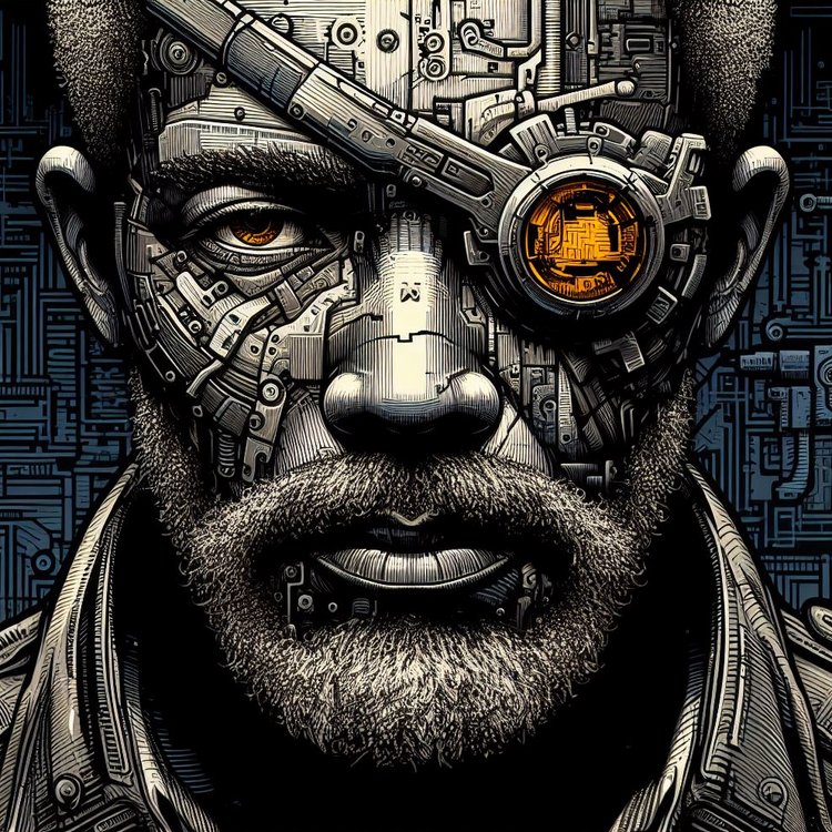 "Digital War Legacy" pays tribute to cyberpunk war veterans with detailed portraits, inviting you to bring the essence of their sacrifice into your home and honor their legacy.