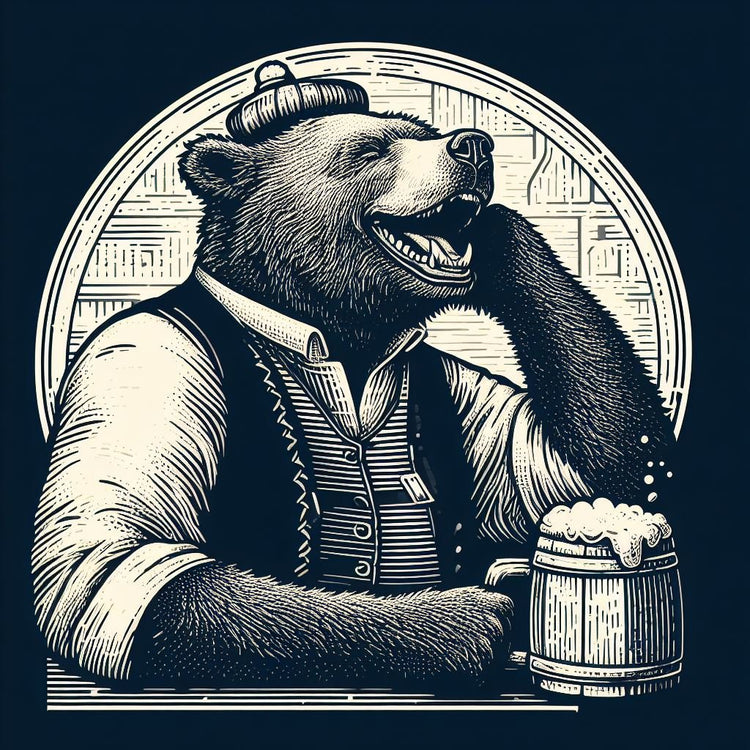  "Paws & Pints: A Bear's Delight" presents wall arts depicting bears joyfully savoring cold beers, blending nature's beauty with the delight of a friendly pub.